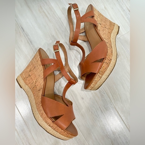 Franco Sarto Tan Cork Wedge Heels - Picture 1 of 7